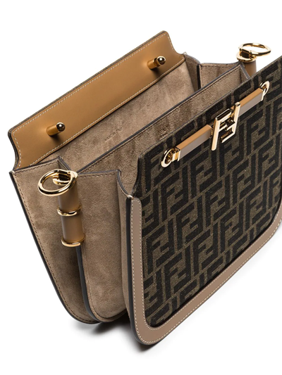 Shop Fendi Touch Ff-print Shoulder Bag In Brown