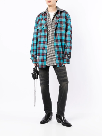 Cool Tm Cotton Oversize Reversible Check Shirt In Blue