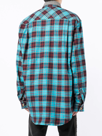 Cool Tm Cotton Oversize Reversible Check Shirt In Blue