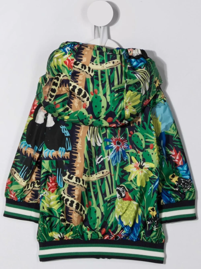 Shop Kenzo Tropical-print Hooded Windbreaker Jacket In Blue