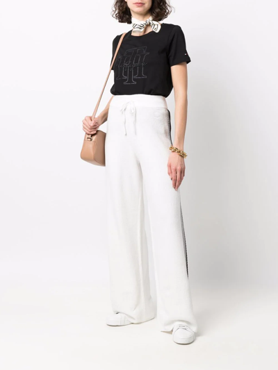 Shop Tommy Hilfiger Side Stripe Knitted Trousers In White