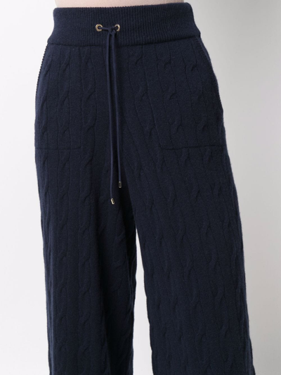 Shop Ralph Lauren Cable-knit Recycled Cashmere Trousers In Blue