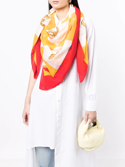 Pre-owned Chanel 1990s Sailing-print Scarf In Yellow