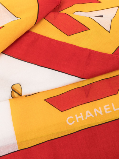 Pre-owned Chanel 1990s Sailing-print Scarf In Yellow