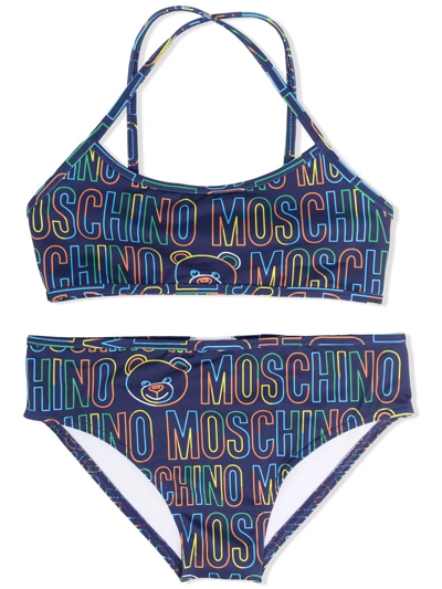 handboeien voorbeeld suiker Moschino Kids' Logo Print Two-piece Swimsuit In Navy | ModeSens