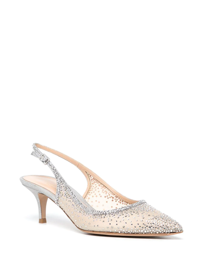 Shop Gianvito Rossi Regina 55mm Slingback Pumps In Silver