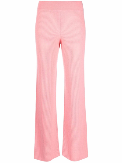 Shop Allude Ribbed-knit Cashmere Trousers In Pink