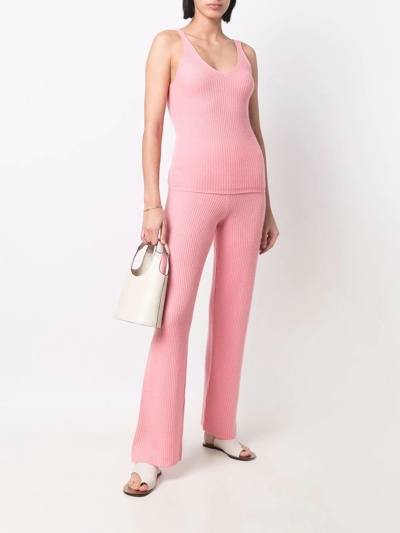 Shop Allude Ribbed-knit Cashmere Trousers In Pink
