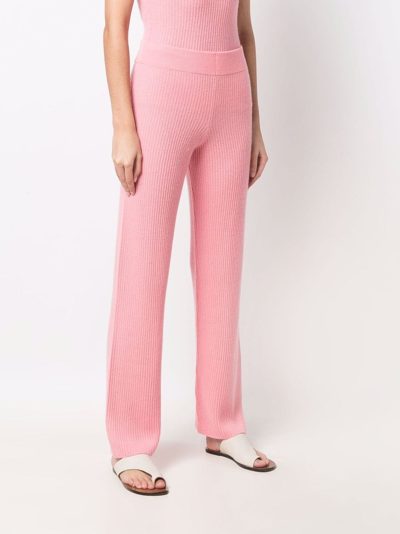 Shop Allude Ribbed-knit Cashmere Trousers In Pink