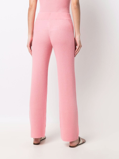 Allude Ribbed-knit Cashmere Trousers In Pink