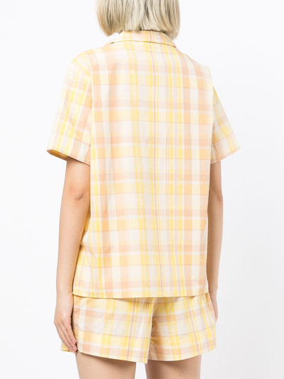 Shop Oroton Checked Revere Shirt In Yellow