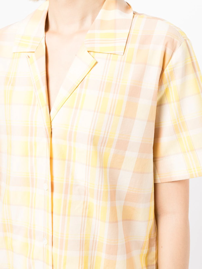Shop Oroton Checked Revere Shirt In Yellow