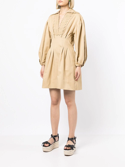 Oroton Loop-detail Mini Dress In Brown
