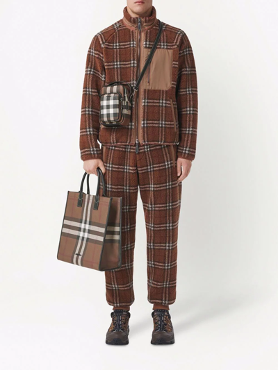 Burberry Trousers Featuring Elastic Waistband And Check Pattern In Brown