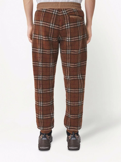 Burberry Trousers Featuring Elastic Waistband And Check Pattern In Brown