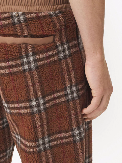 Burberry Trousers Featuring Elastic Waistband And Check Pattern In Brown