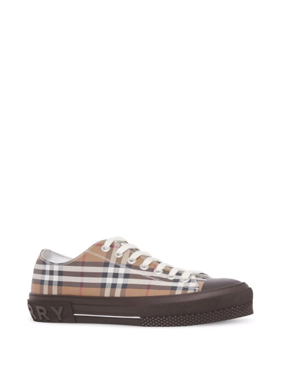 Shop Burberry Vintage Check Cotton Sneakers In Brown