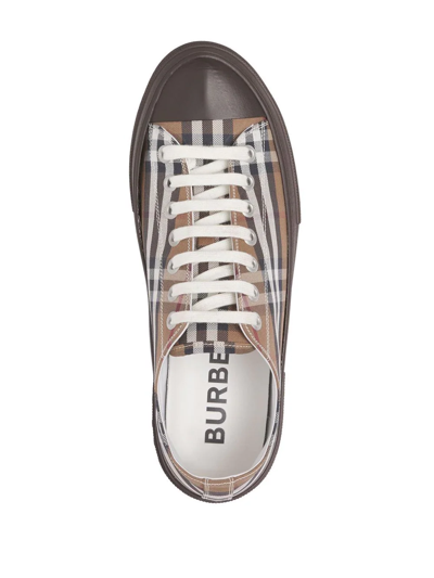 Shop Burberry Vintage Check Cotton Sneakers In Brown