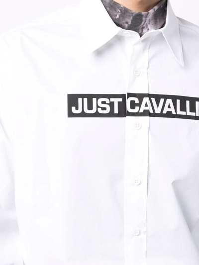 Shop Just Cavalli Logo-print Cotton Shirt In White