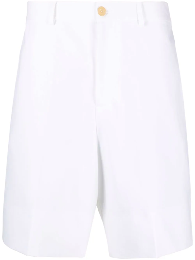 Shop Alexander Mcqueen High-waisted Straight-leg Shorts In White