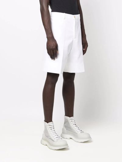 Shop Alexander Mcqueen High-waisted Straight-leg Shorts In White