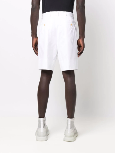 Shop Alexander Mcqueen High-waisted Straight-leg Shorts In White