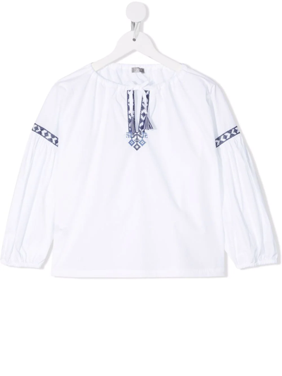 Il Gufo Embroidered Tunic Top In White