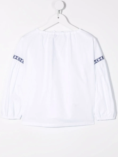 Shop Il Gufo Embroidered Tunic Top In White