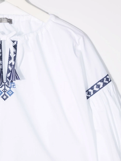 Il Gufo Embroidered Tunic Top In White