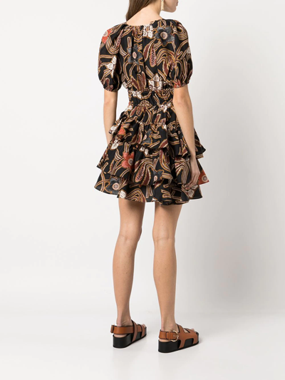 Shop Ulla Johnson Farah Ruffled Silk Minidress In Multicolour