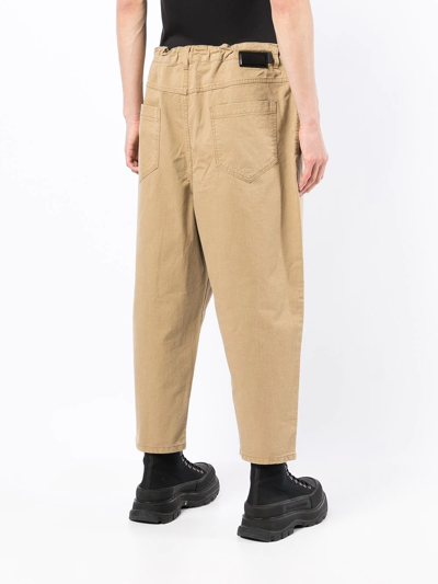 Juunj Cropped Tapered-leg Trousers In Brown