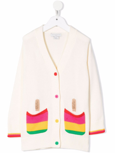 Shop Stella Mccartney Stripe-detail Knitted Cardigan In White