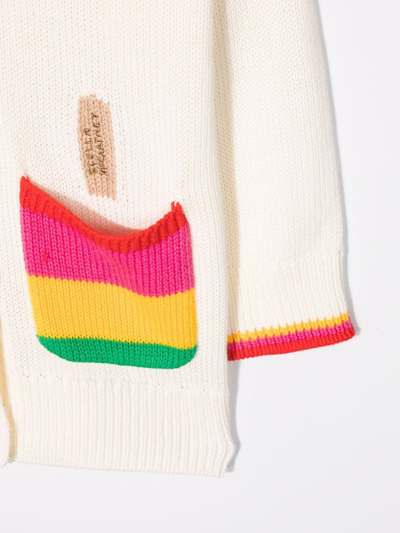 Shop Stella Mccartney Stripe-detail Knitted Cardigan In White