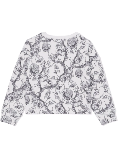 Shop Burberry Floral Sketch-print Sweatshirt In White