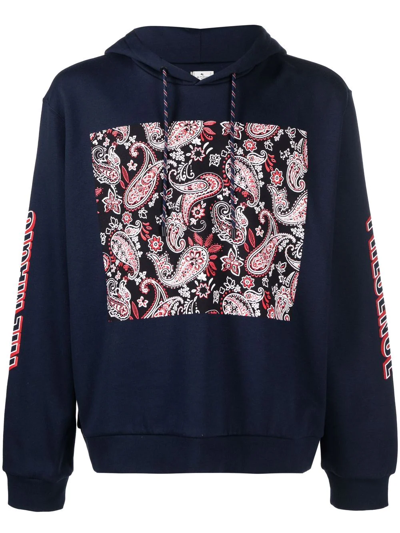 Shop Etro Paisley-print Pullover Hoodie In Blue