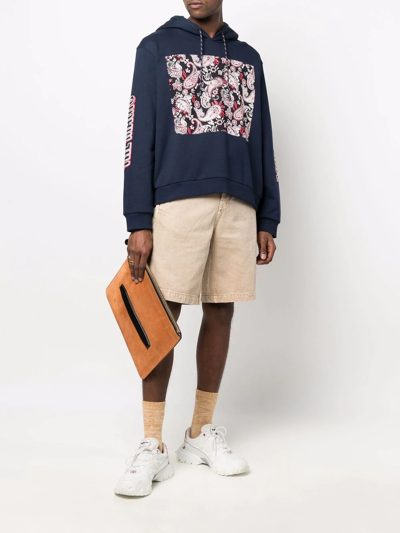 Shop Etro Paisley-print Pullover Hoodie In Blue