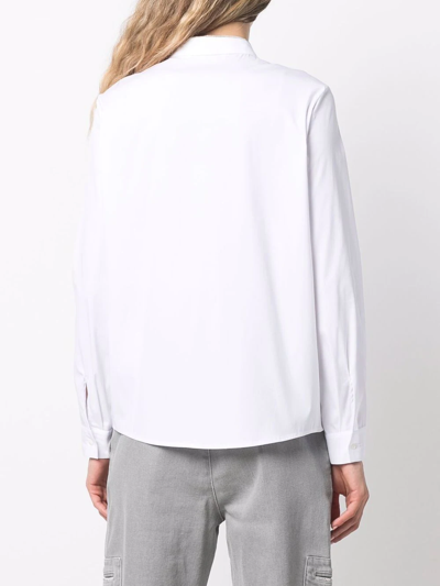 Shop Fabiana Filippi Monili-trimmed Long-sleeved Shirt In White