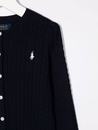 Polo Ralph Lauren Polo Pony Knitted Cardigan In Blue