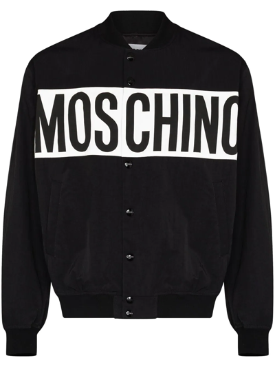 Shop Moschino Logo-print Bomber Jacket In Black