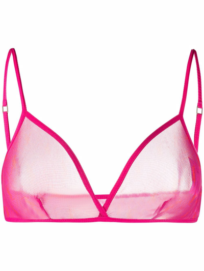 Shop Saint Laurent Tulle Triangle-cup Bra In Pink