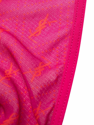 Saint Laurent Ysl-monogram Jersey-mesh Triangle Bra In Pink
