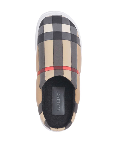 Shop Burberry Vintage Check Slippers In Neutrals