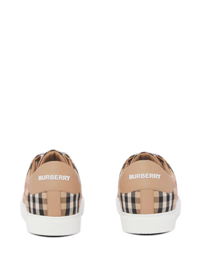 Shop Burberry Vintage Check Lace-up Sneakers In Neutrals