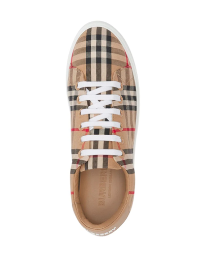 Shop Burberry Vintage Check Lace-up Sneakers In Neutrals