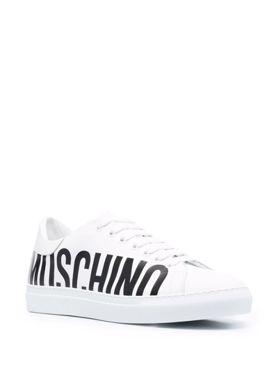 Moschino Logo Print Low-top Sneakers In White | ModeSens