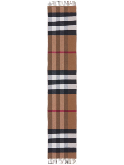 Burberry Check-pattern Cashmere-blend Scarf In Brown