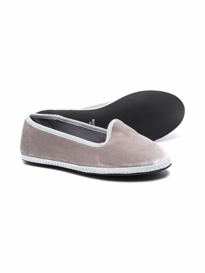 Siola Slip-on Velvet-effect Loafers In Grey