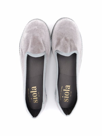 Siola Slip-on Velvet-effect Loafers In Grey