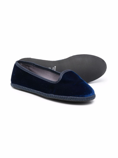 Siola Teen Slip-on Velvet-effect Loafers In Blue