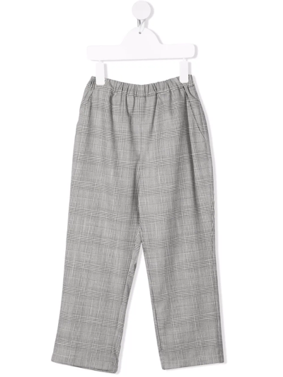 Douuod Kids' Check-print Elasticated-waist Trousers In Grey Black | ModeSens